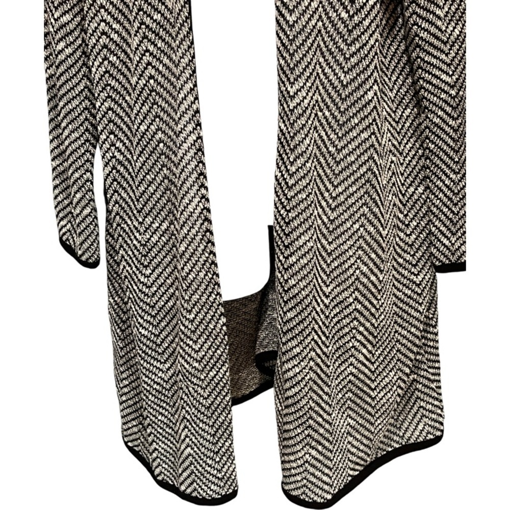 Anthropologie Maeve Bedford Black Herringbone Hooded Cardigan Sweater Size Small - Picture 4 of 11